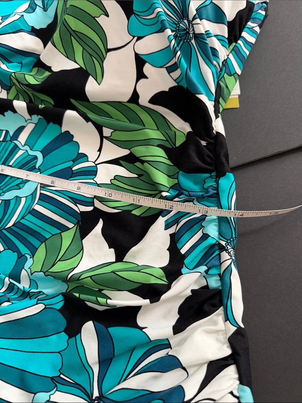 Beach House One-Piece Swim suit Teal, Green & Black Floral